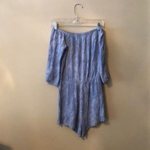 Blue Wash Off The Shoulder Romper